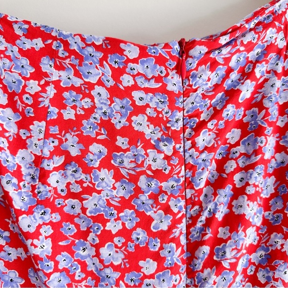 Zara Red & Blue Floral Midi Skirt Size XS - Picture 6 of 9